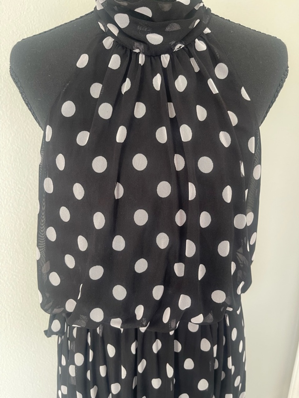 Enfocus Studio Black and White Polka Dot Halter Maxi Dress - Picture 2 of 4